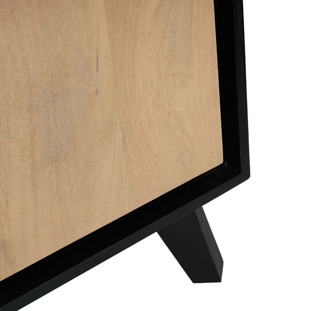 Solid Mango Wood 4 Door Sideboard Black Large