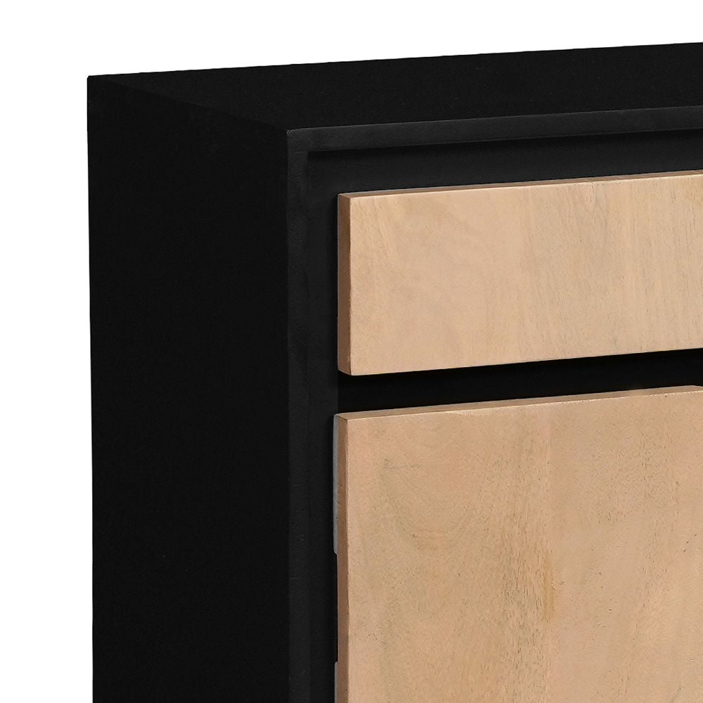 Solid Mango Wood 2 Door & 2 Drawer Sideboard Black