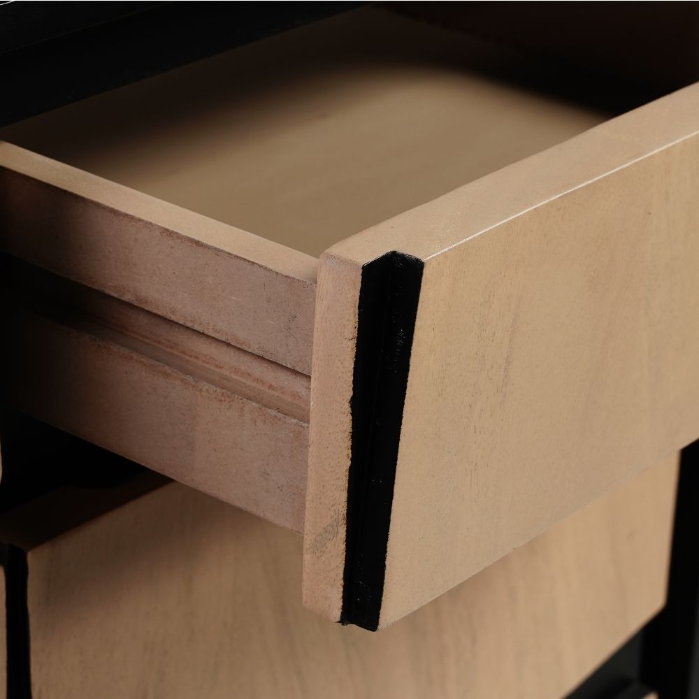 Solid Mango Wood 2 Door & 2 Drawer Sideboard Black