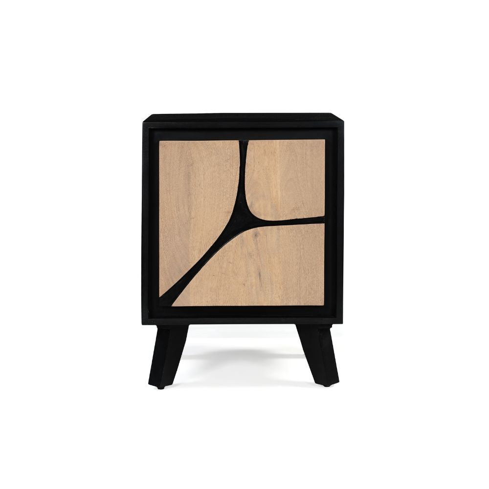 Solid Mango Wood Bedside Table Black