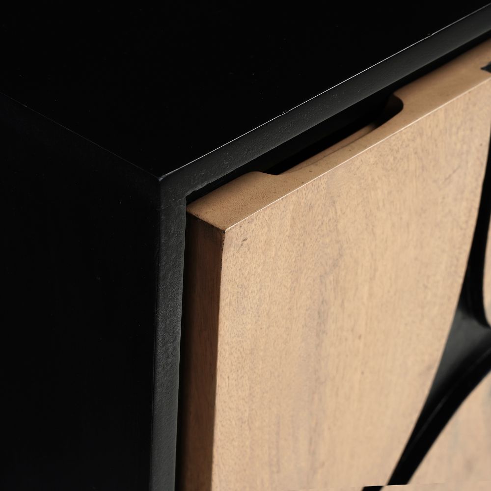 Solid Mango Wood Bedside Table Black