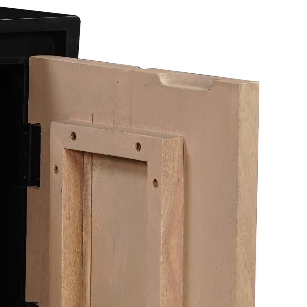 Solid Mango Wood Bedside Table Black