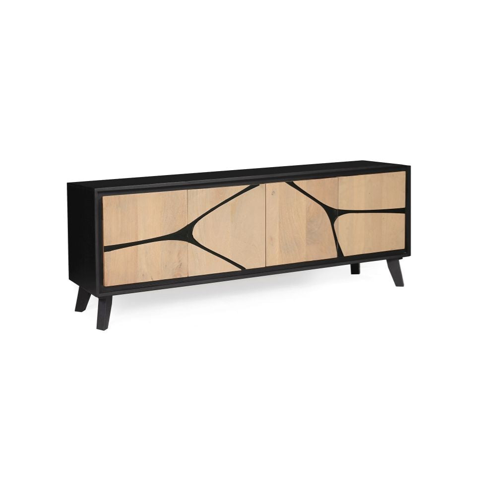 Solid Mango Wood Large Tvc / Low Board Black