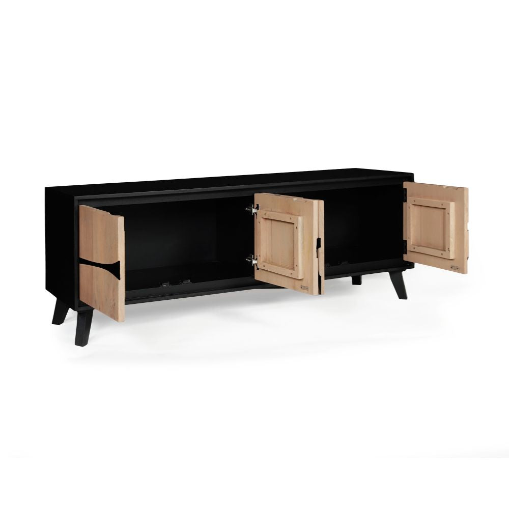 Solid Mango Wood Large Tvc / Low Board Black