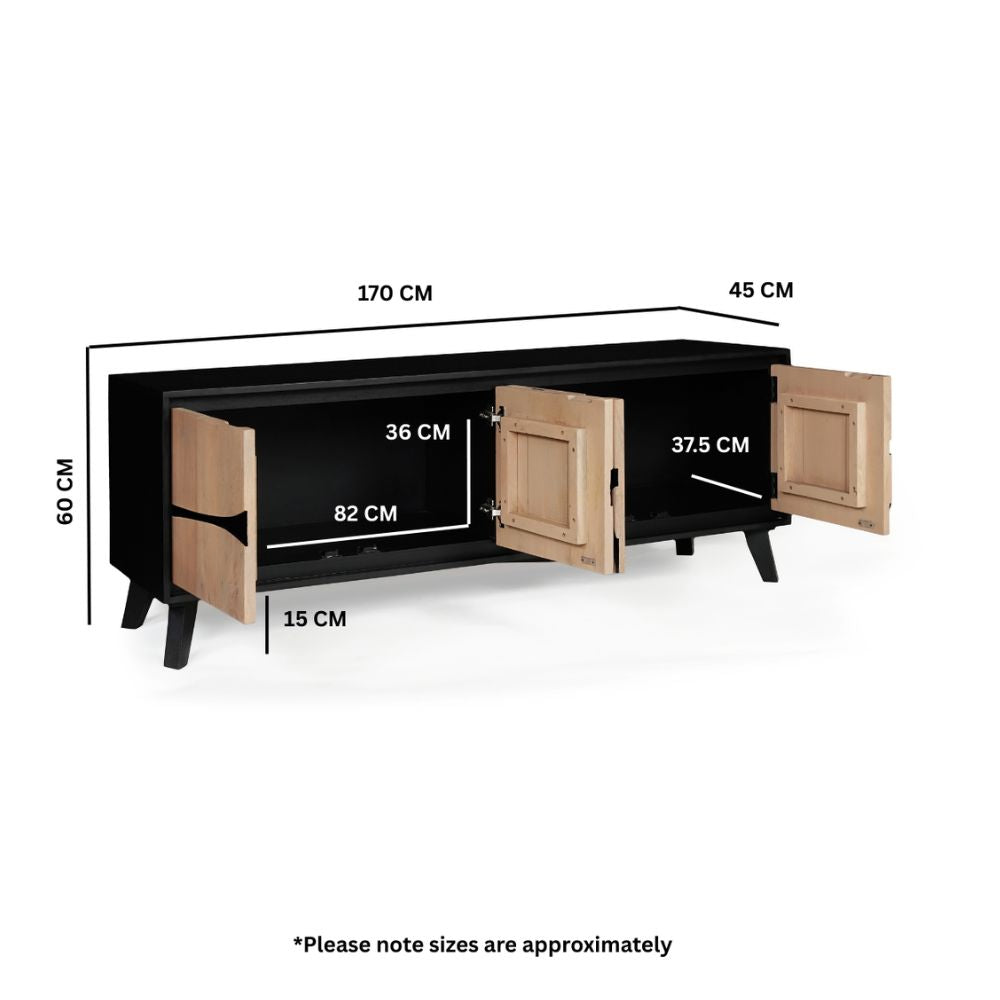 Solid Mango Wood Large Tvc / Low Board Black