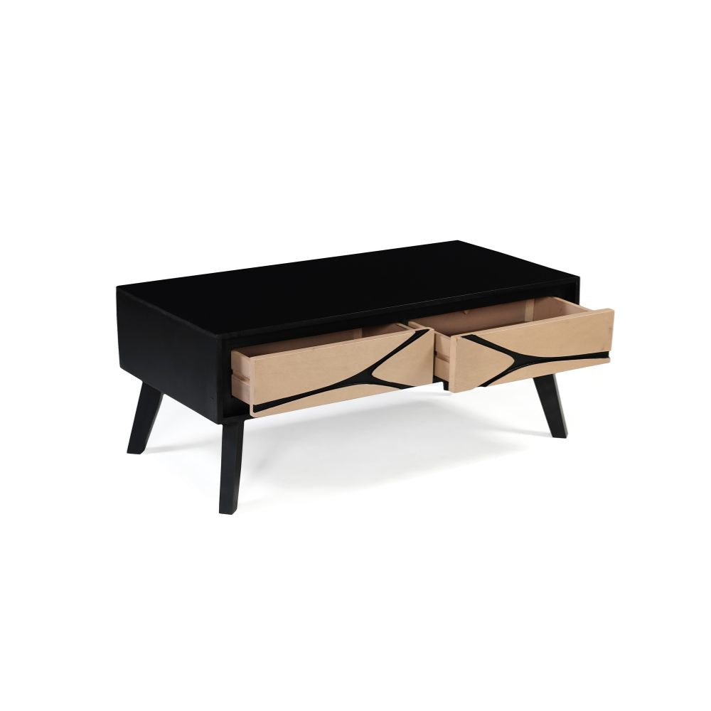 Solid Mango Wood Coffee Table Black