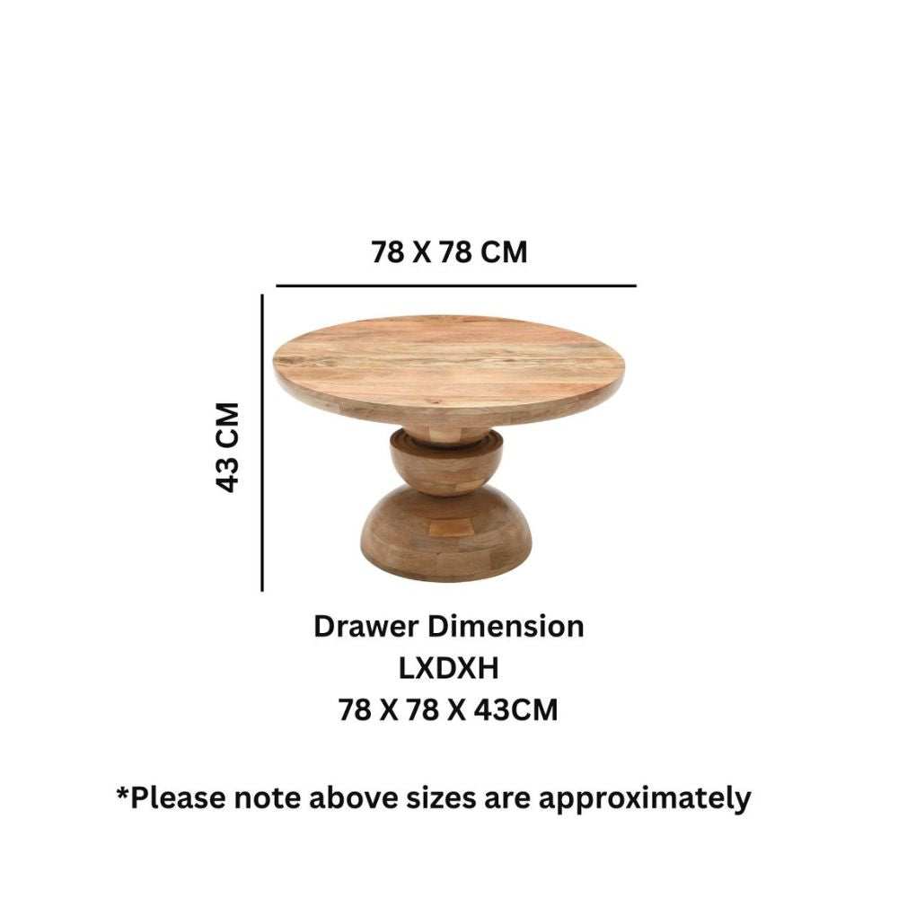 Merlin Mango Wood Pedestal Round Coffee Table