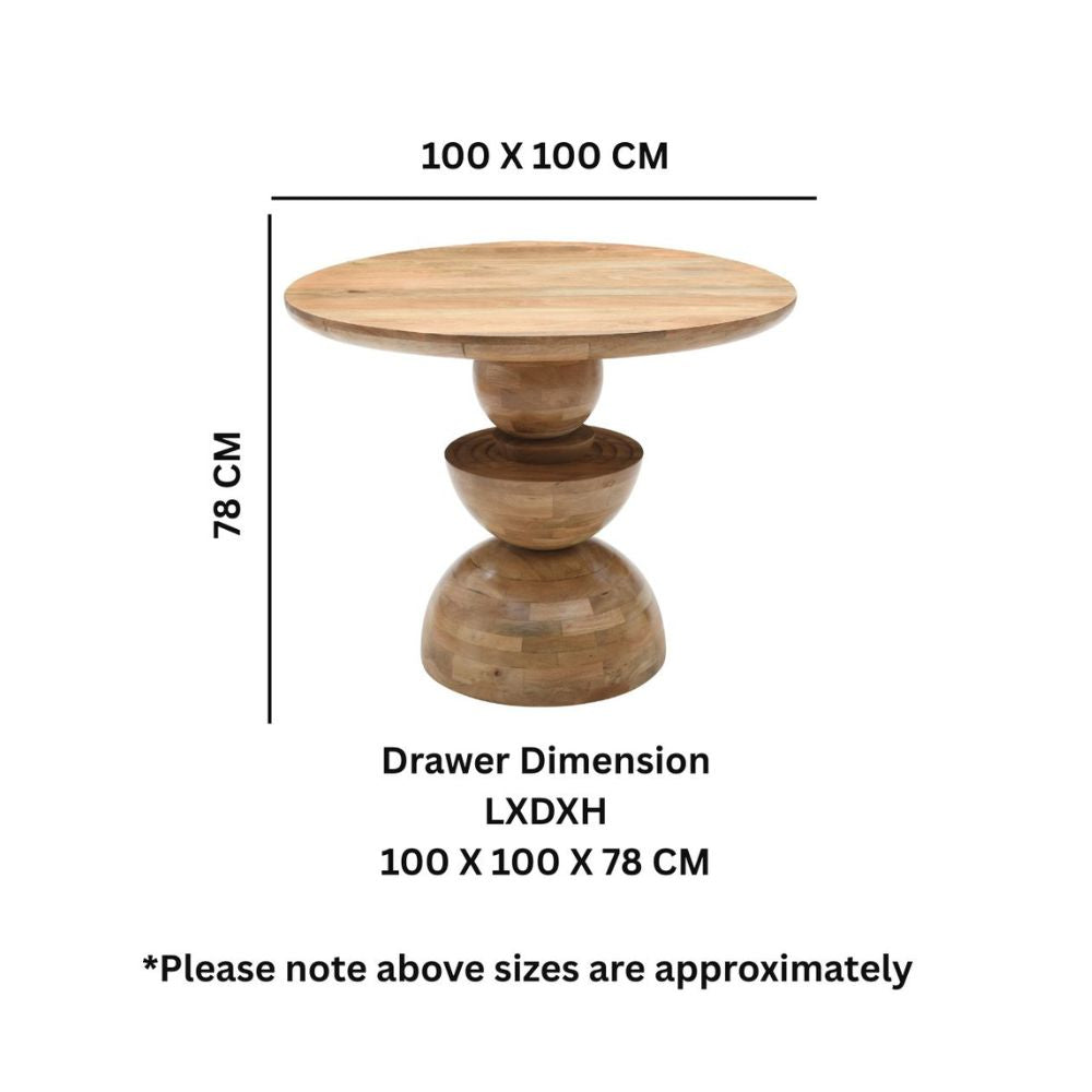 Merlin Mango Wood Round Dining Table 4 Seater
