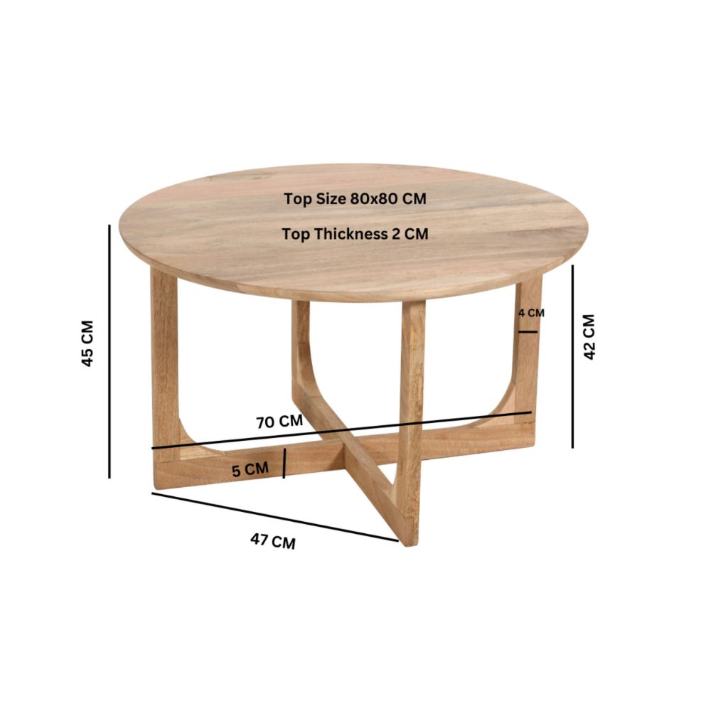 Nolan Natural Mango Wood Round Coffee Table