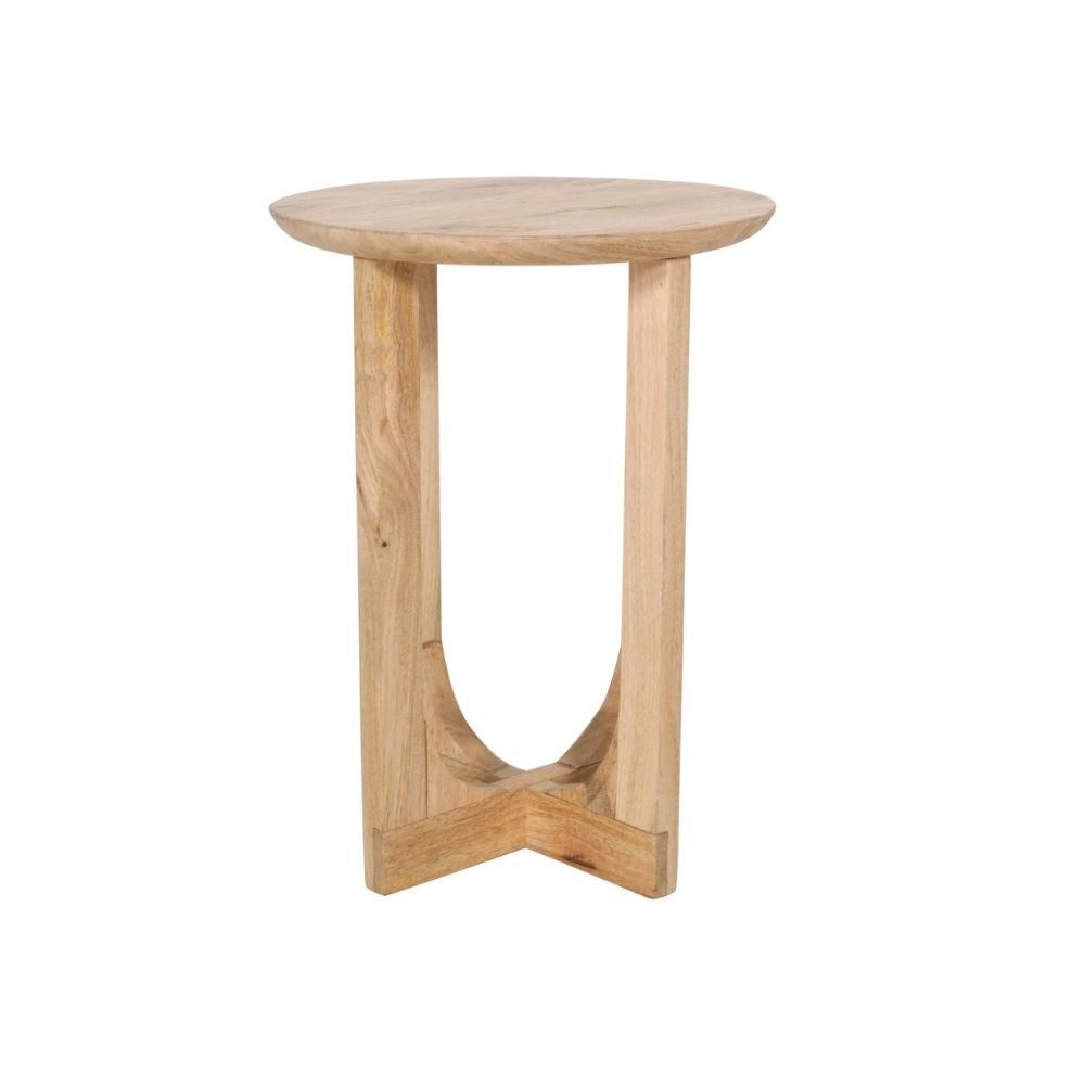 Nolan Natural Mango Wood Round Inverted Legs Side Table