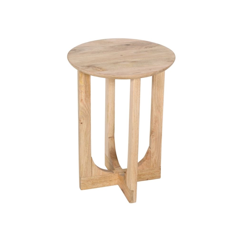 Nolan Natural Mango Wood Round Inverted Legs Side Table