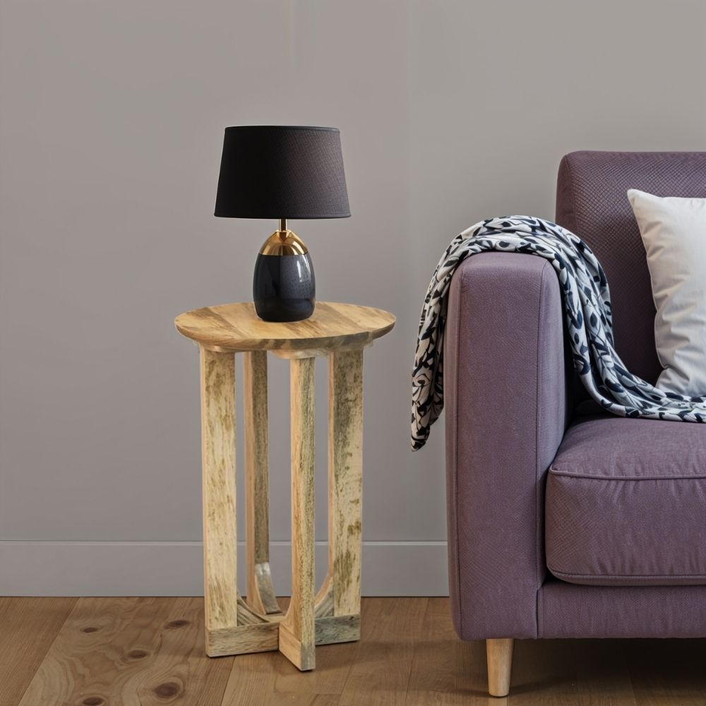 Nolan Natural Mango Wood Round Inverted Legs Side Table