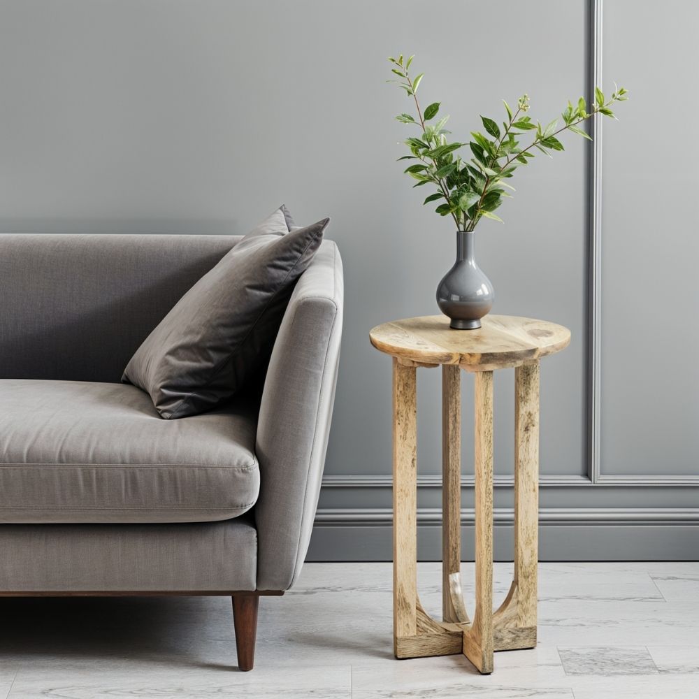 Nolan Natural Mango Wood Round Inverted Legs Side Table