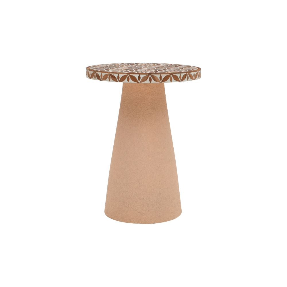 Inlay Acacia Wood Floral Side Table Big