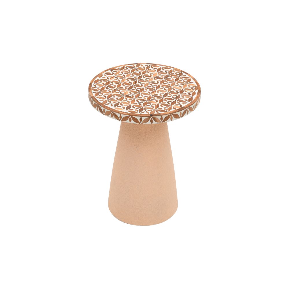 Inlay Acacia Wood Floral Side Table Big