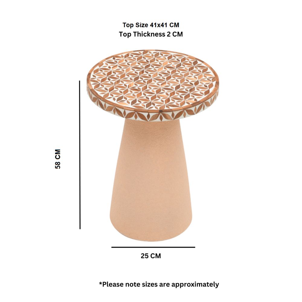 Inlay Acacia Wood Floral Side Table Big