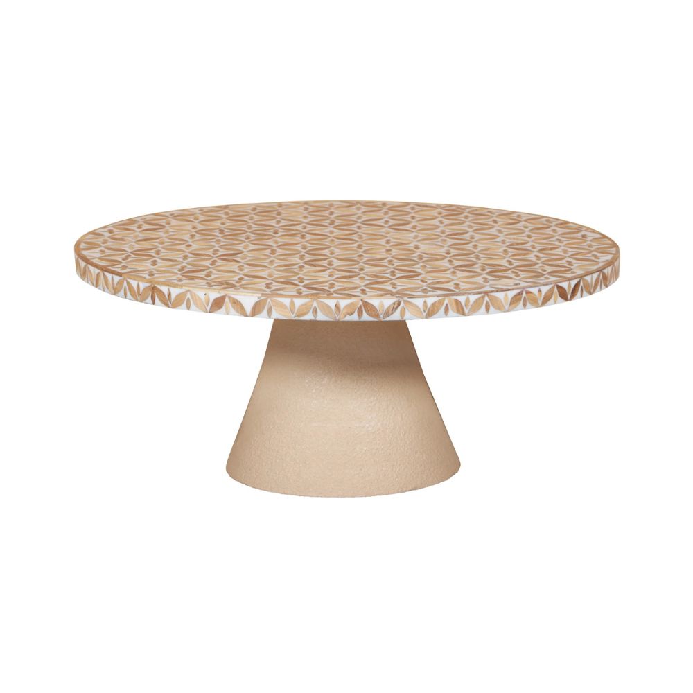 Inlay Acacia Wood Floral Low Coffee Table