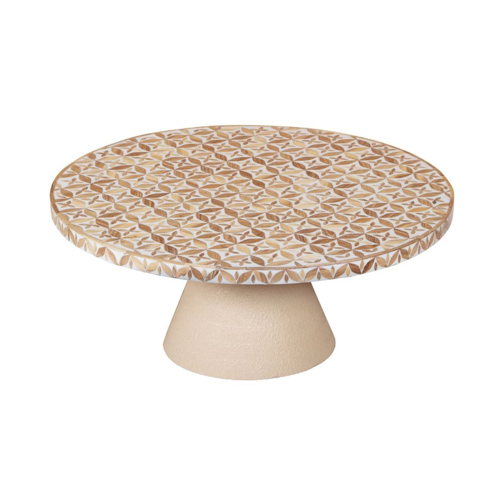 Inlay Acacia Wood Floral Low Coffee Table