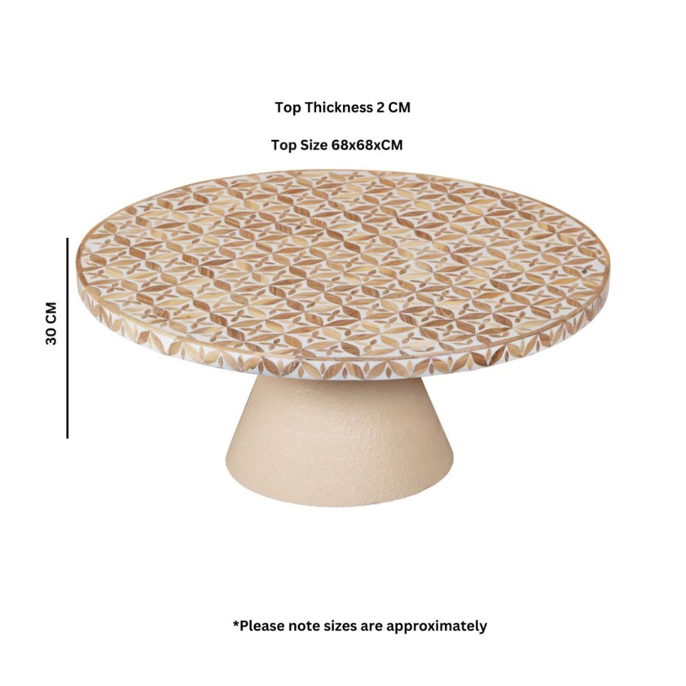 Inlay Acacia Wood Floral Low Coffee Table