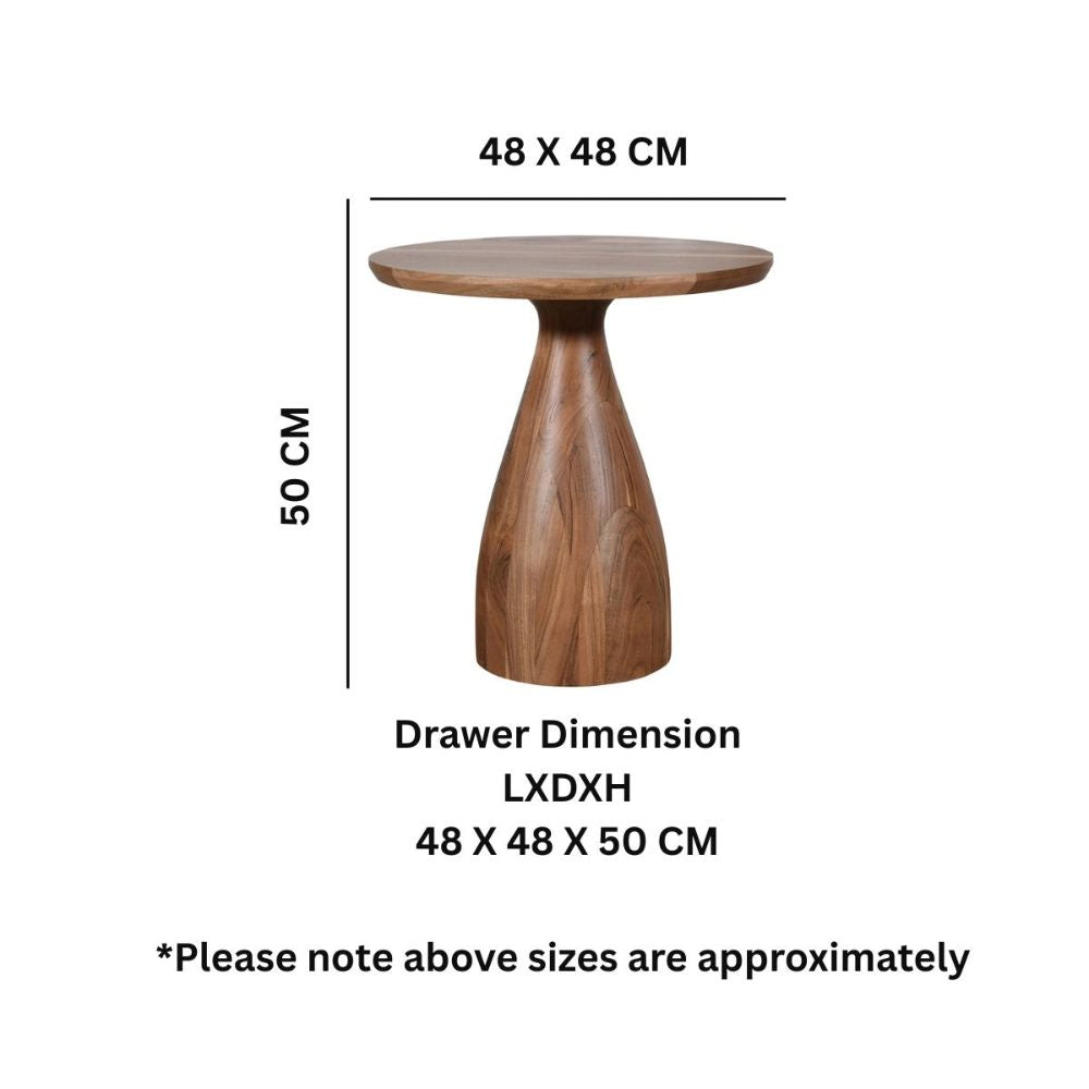 Acacia Wood Round Side Table Small