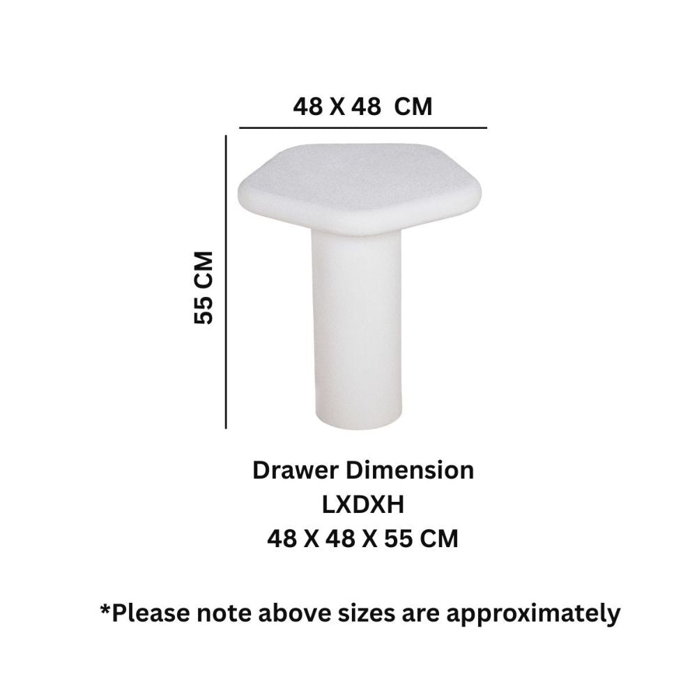 Udaipur Pentagon Side Table Big (White)