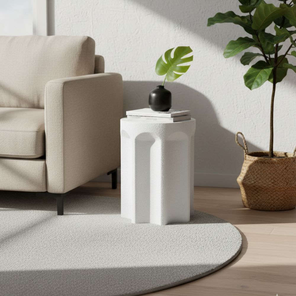 Engineered Wood Side Table - White