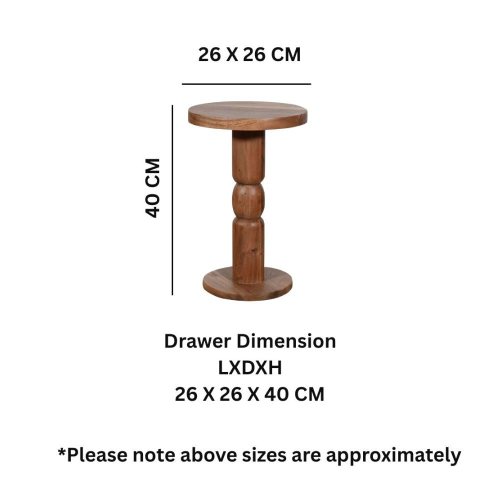 Jaipur Acacia Wood Freestanding Side Table