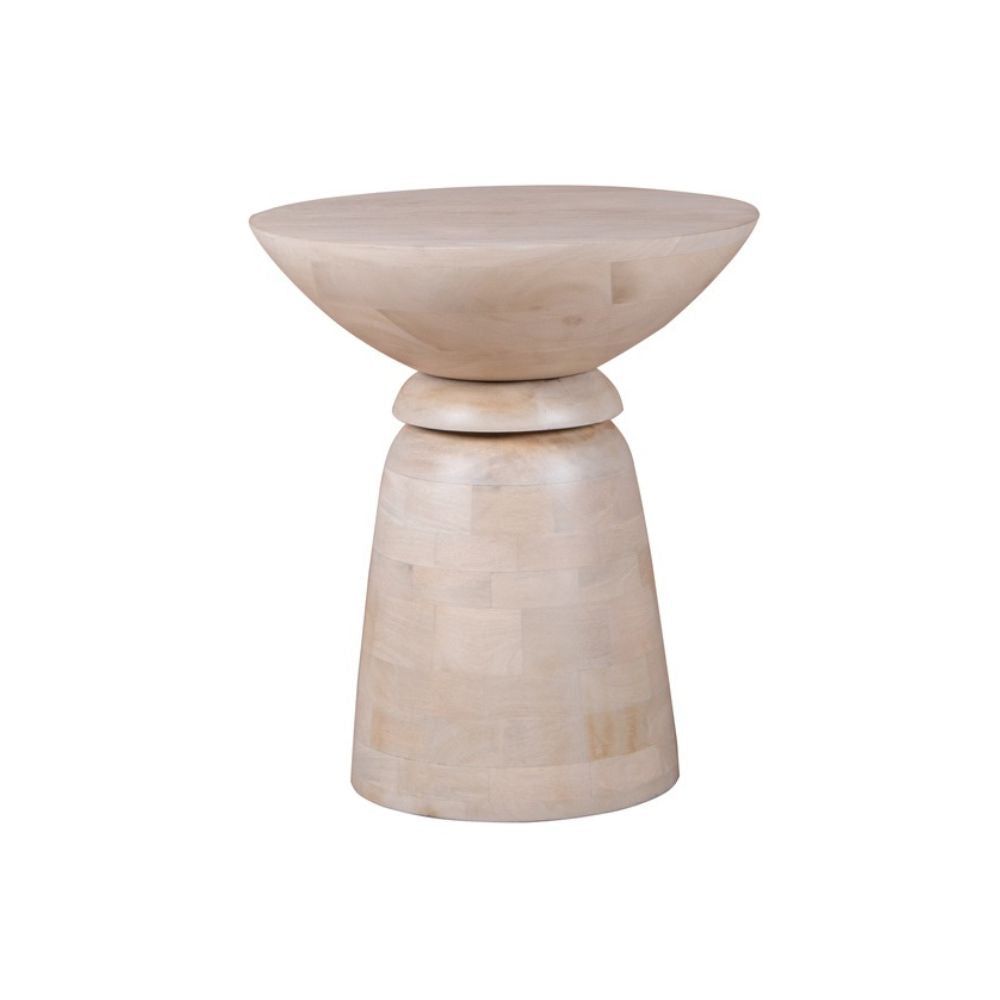Mango Wood Corn End Table-Oak White