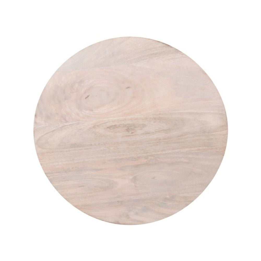 Mango Wood Corn End Table-Oak White