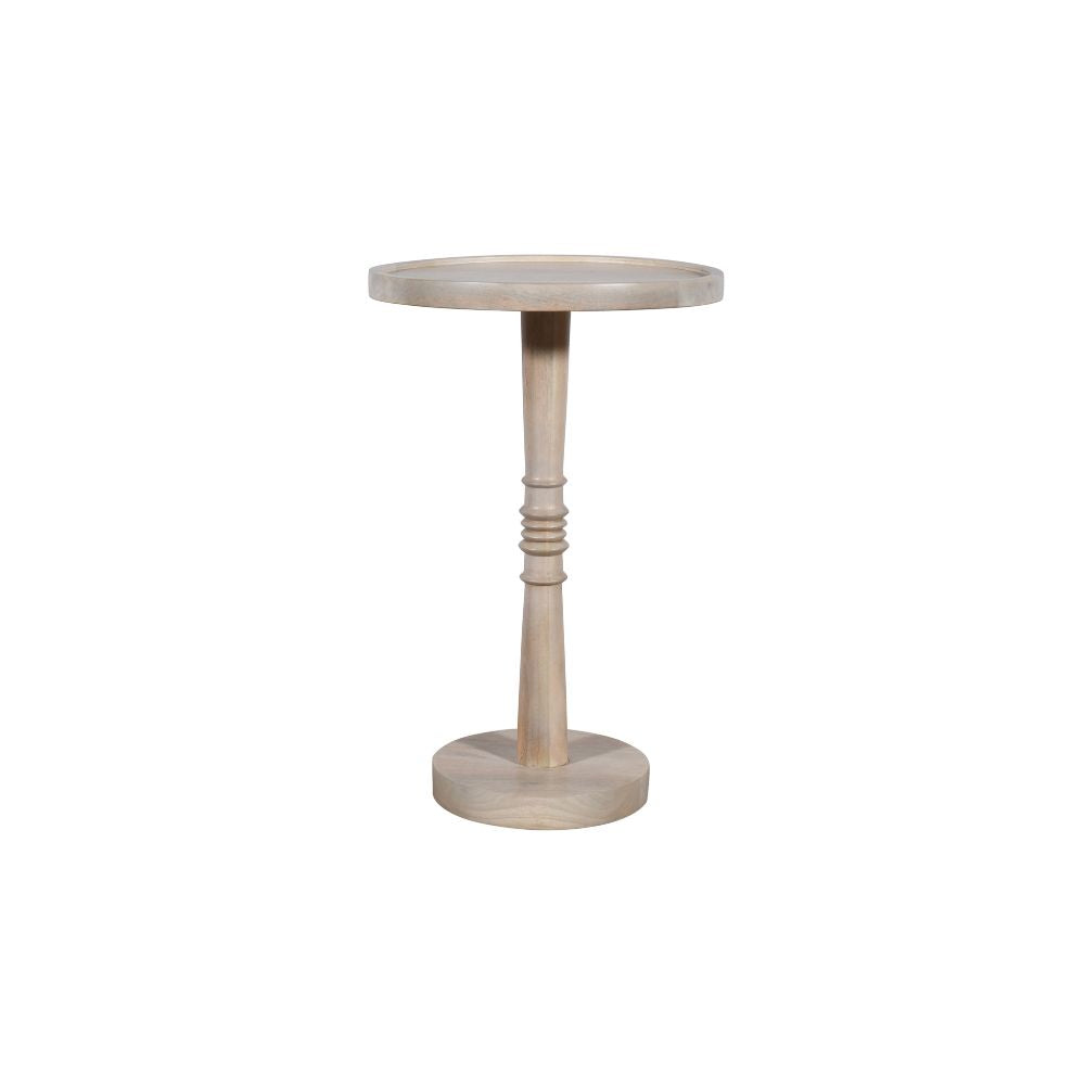 Mango Wood End Table-Oak White