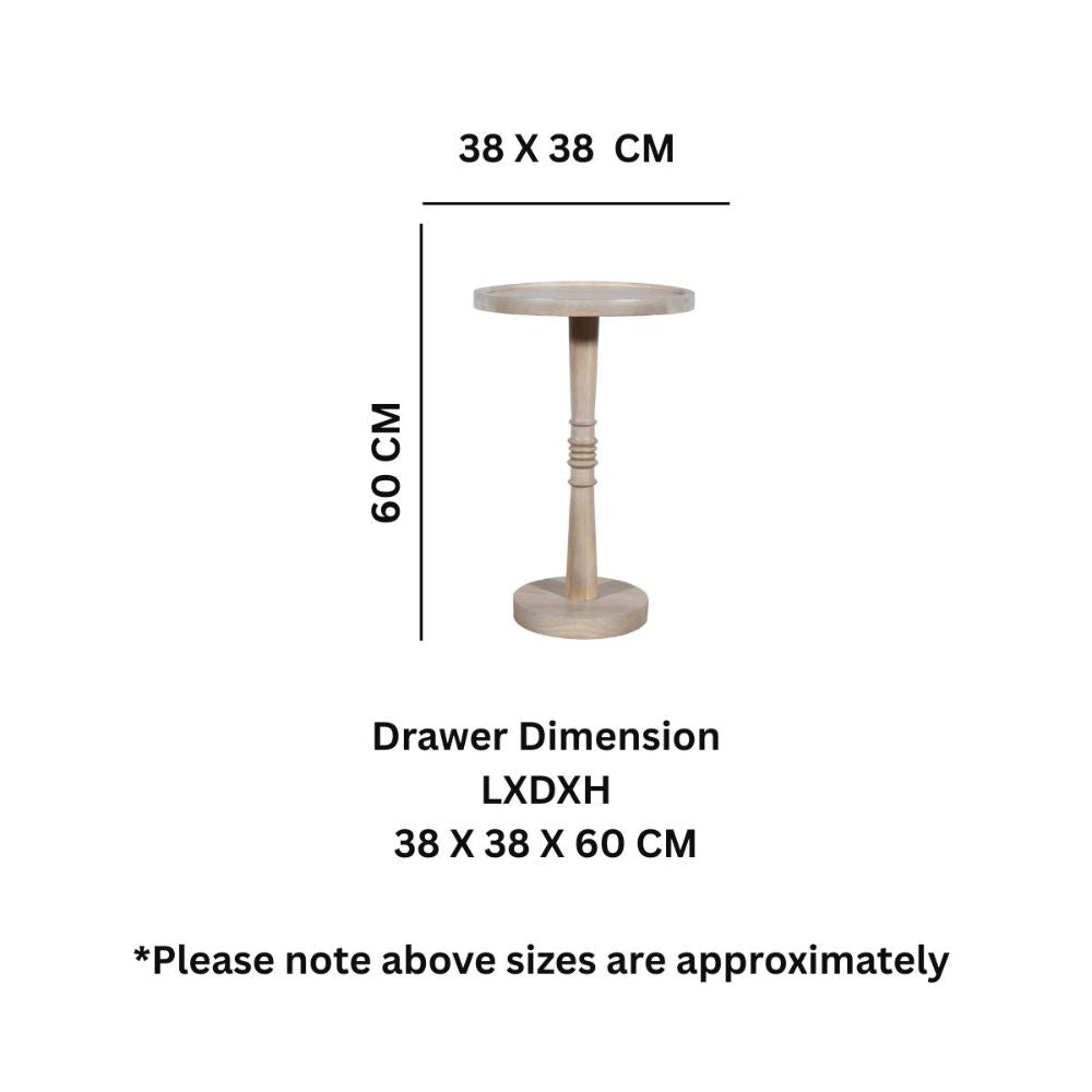 Mango Wood End Table-Oak White
