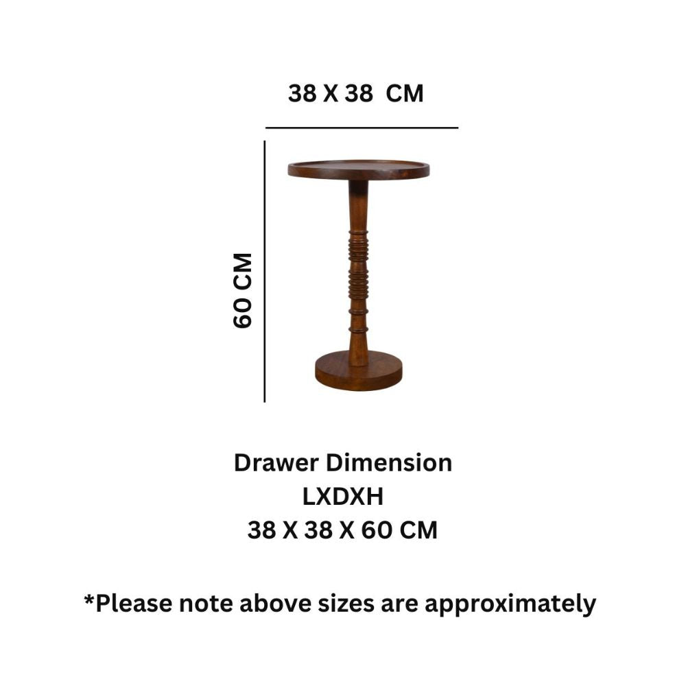 Mango Wood End Table-Oak Brown