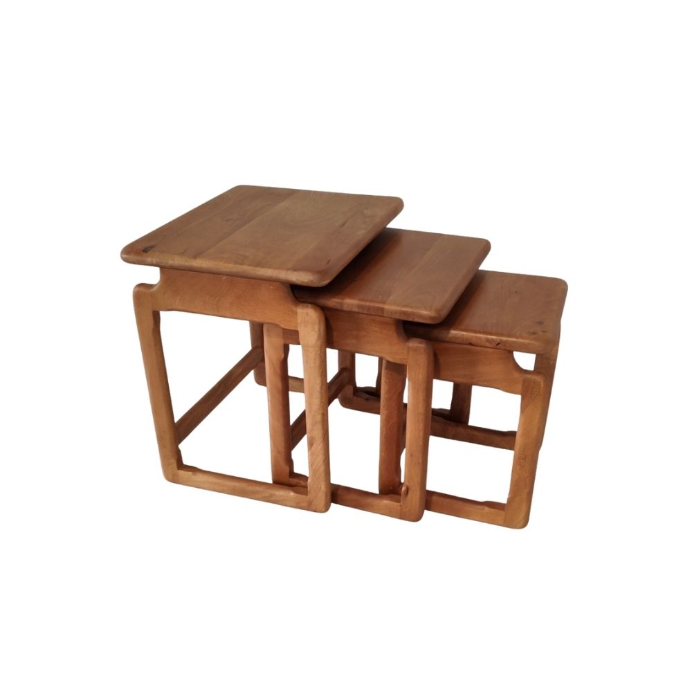 Indian Hub Solid Wood Nest of 3 Table