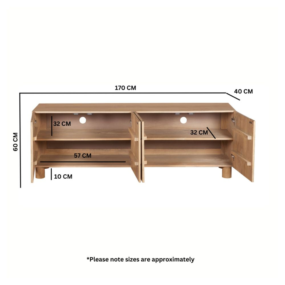 Austin Solid Wood Large Low Board Tv Cabinet