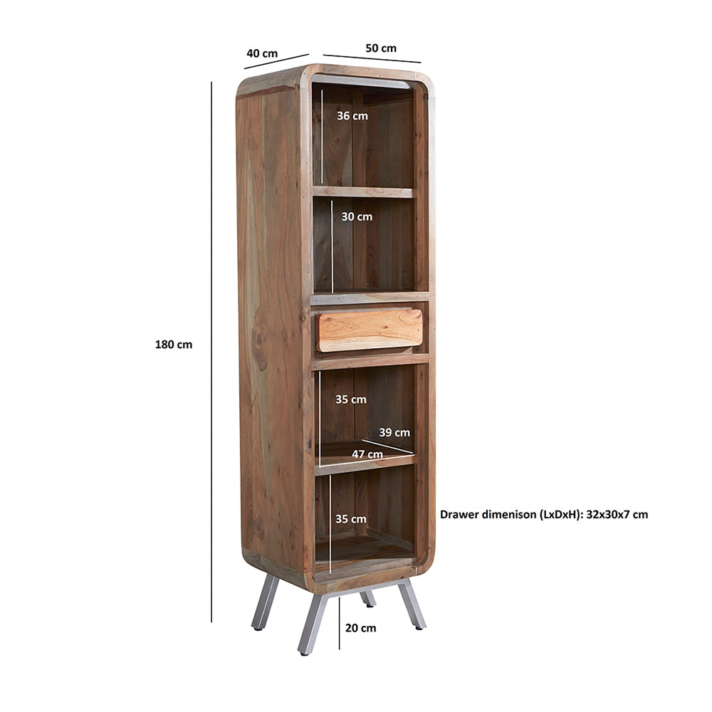 Jodhpur Jewel Narrow Bookcase & 1 Drawer