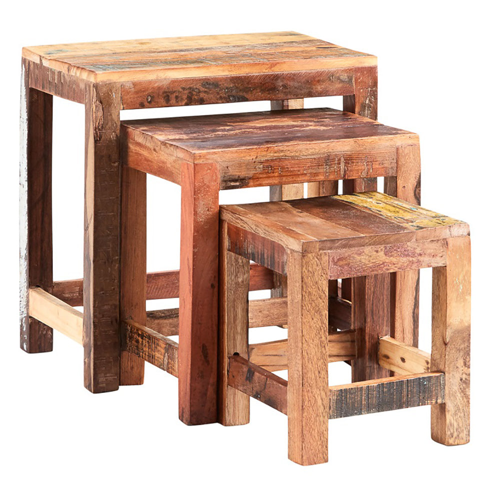 Reclaimed Style Nest Of 3 Tables