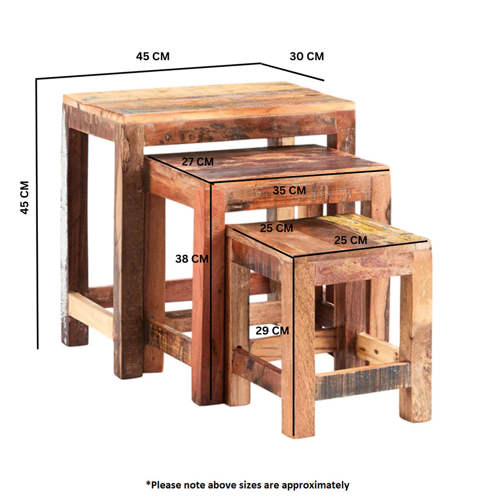 Reclaimed Style Nest Of 3 Tables