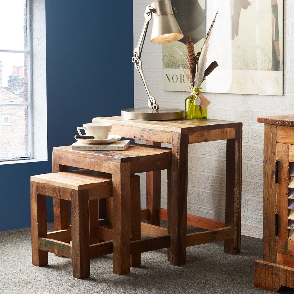 Reclaimed Style Nest Of 3 Tables