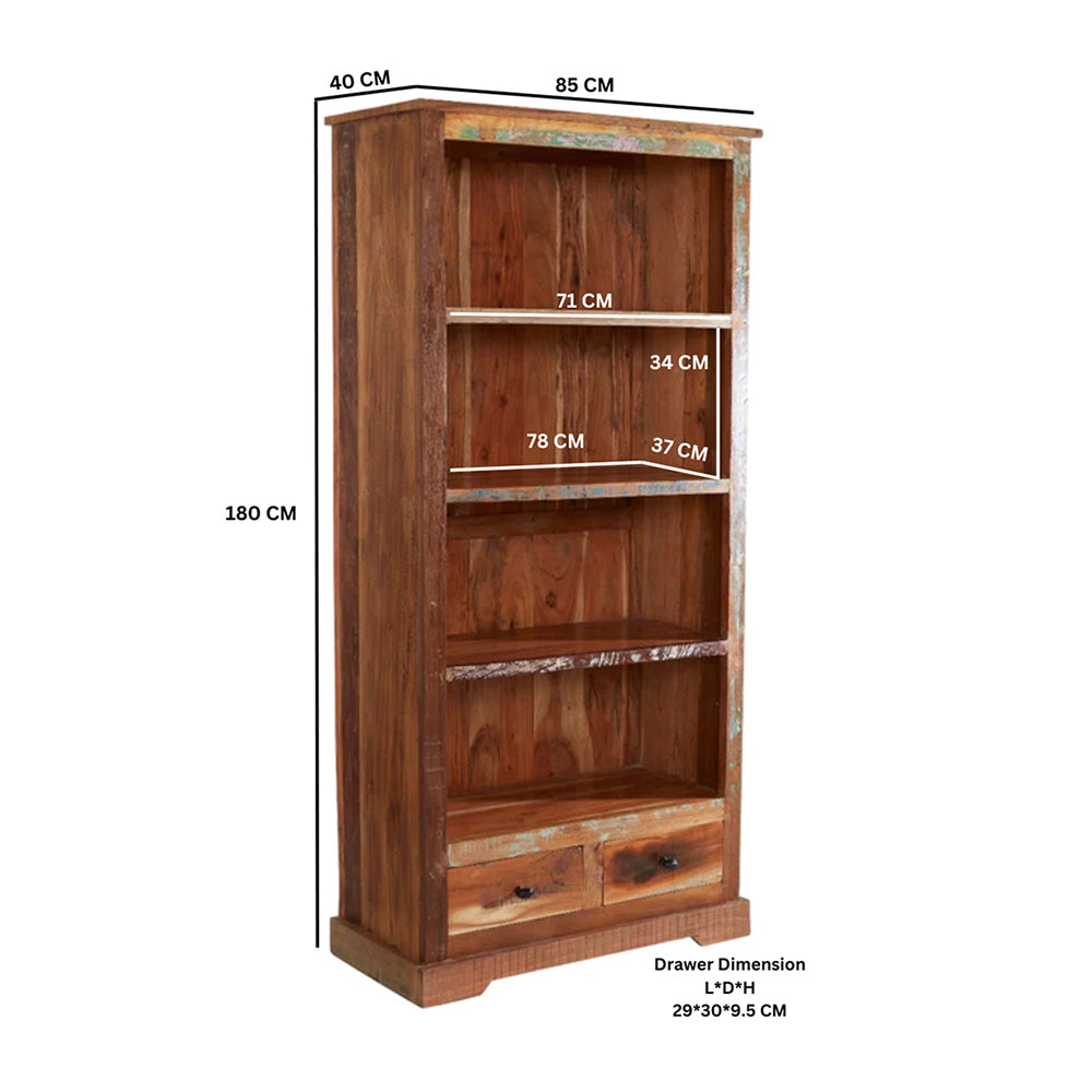 Reclaimed Style Large 2 Drawer Bookcase