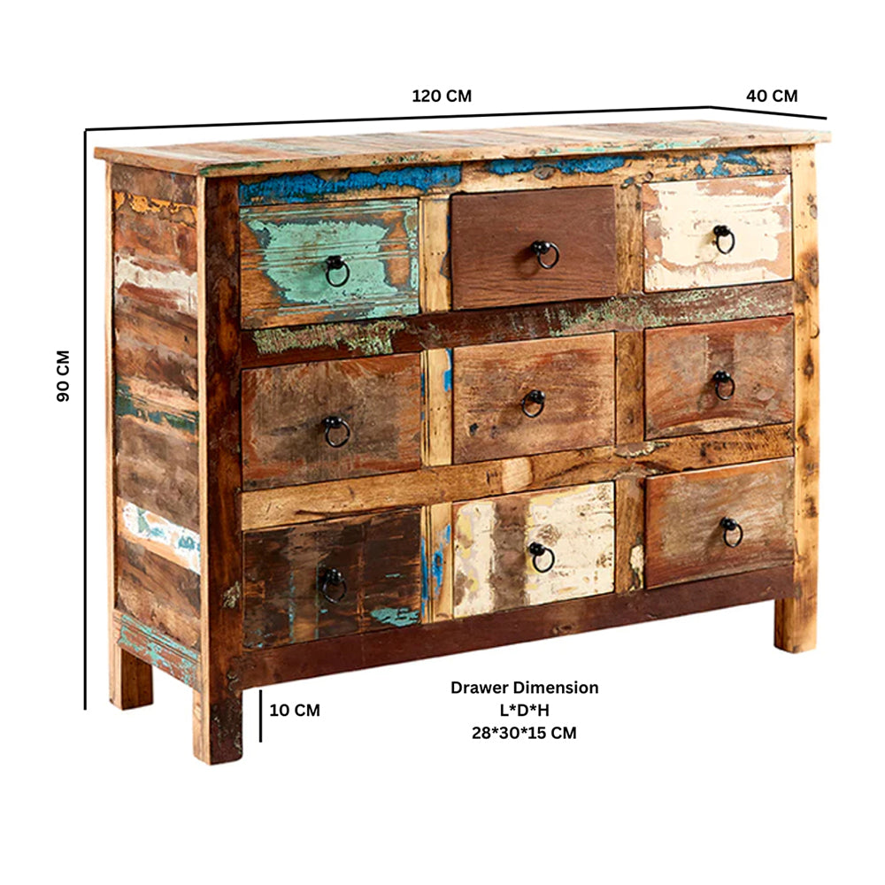 Reclaimed Style 9 Drawer Chest