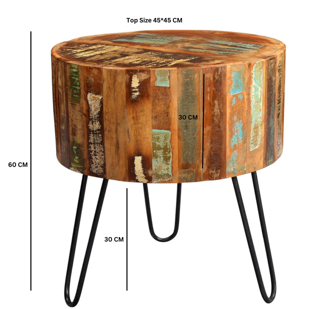 Reclaimed Style Drum End Table