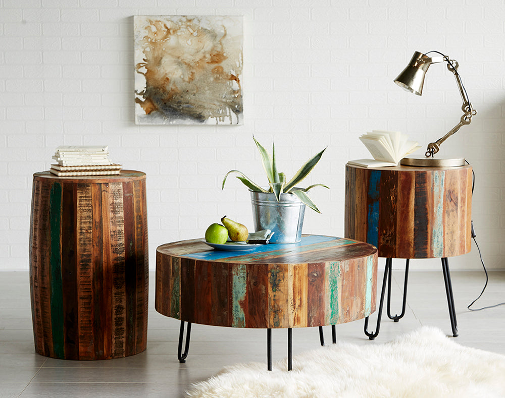 Reclaimed Style Drum End Table