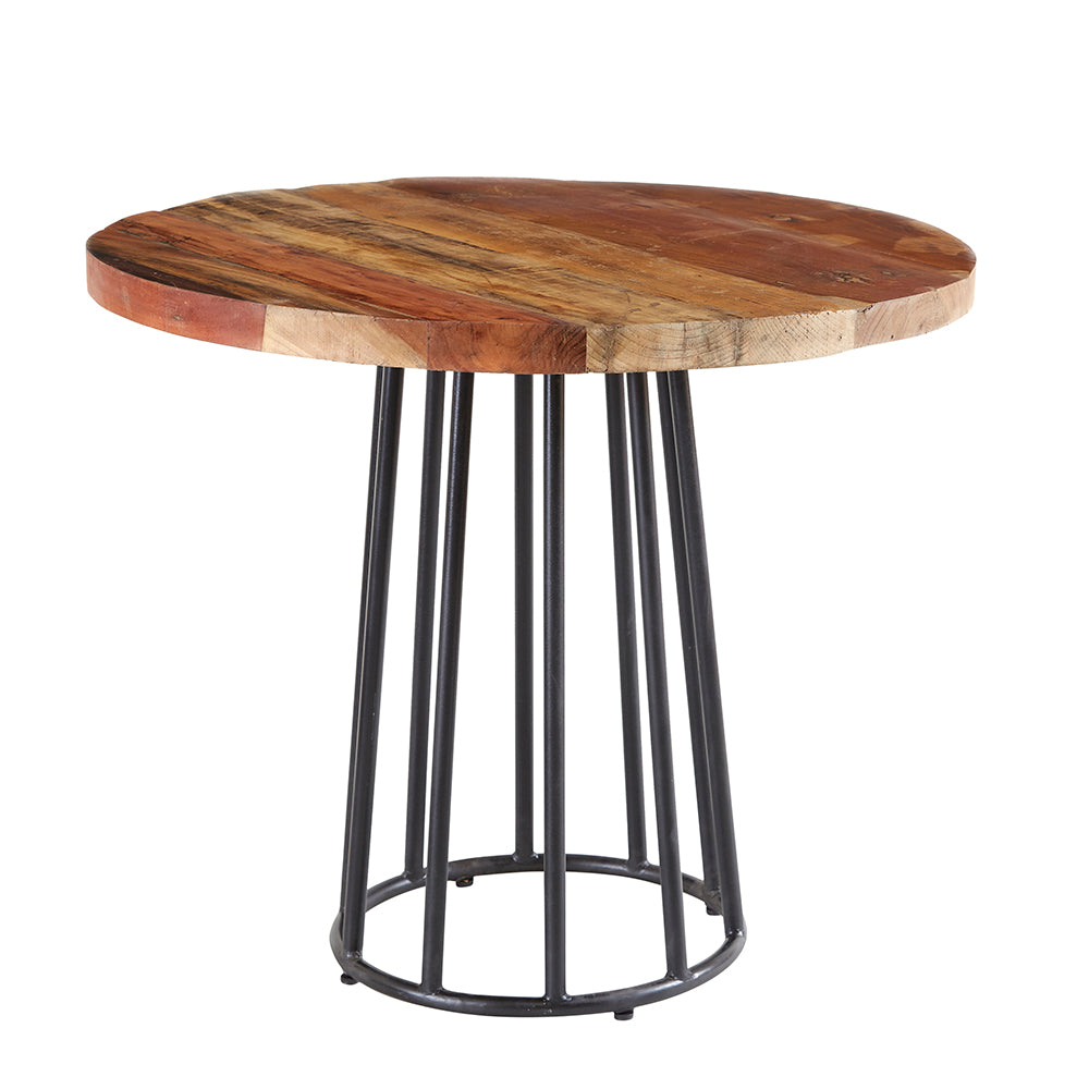 Reclaimed Style Round Dining Table With 4 Seater Chair