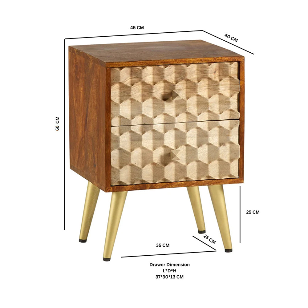 CNC Contemporary 2 Drawer Bedside Table