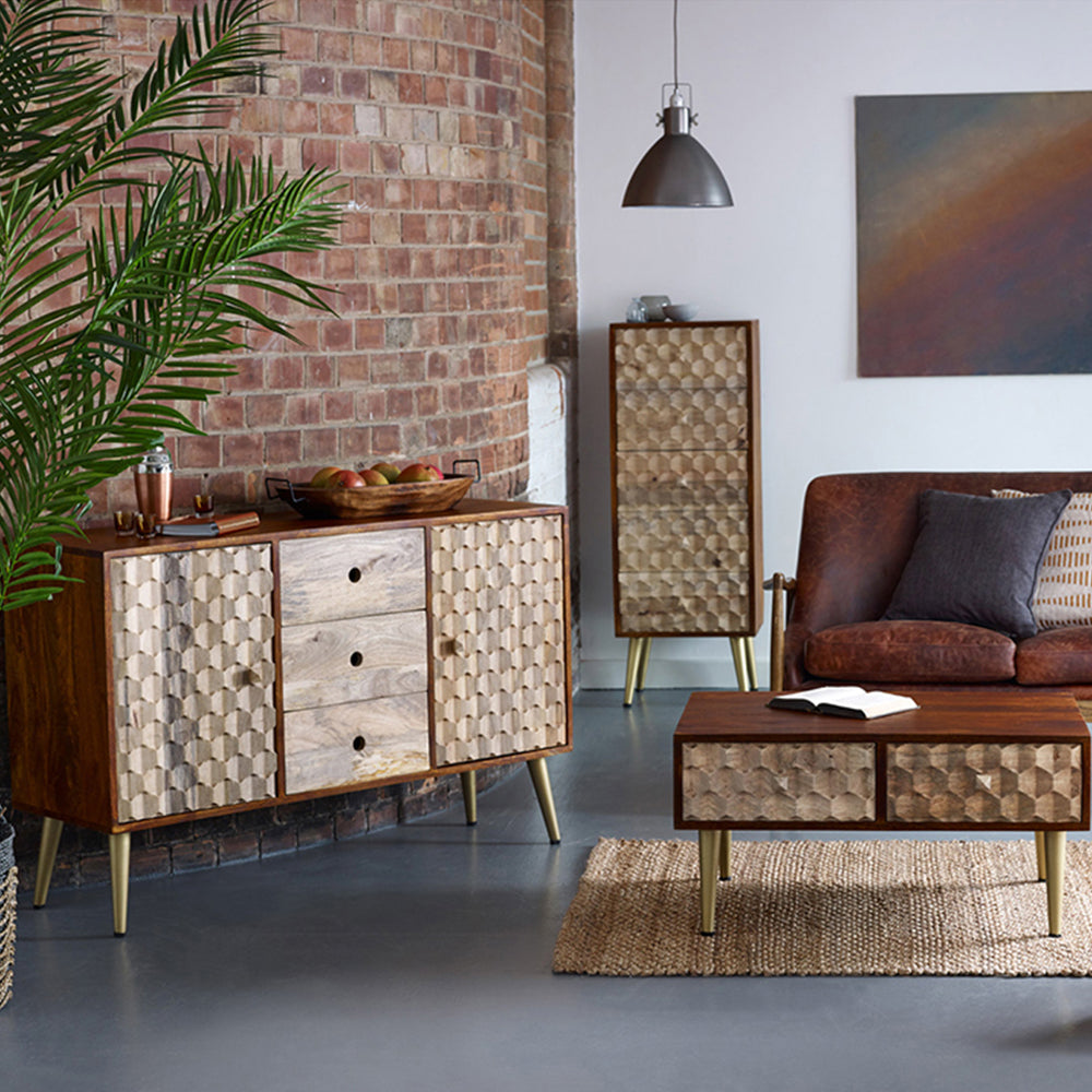 CNC Contemporary Coffee Table With 2 Drawers