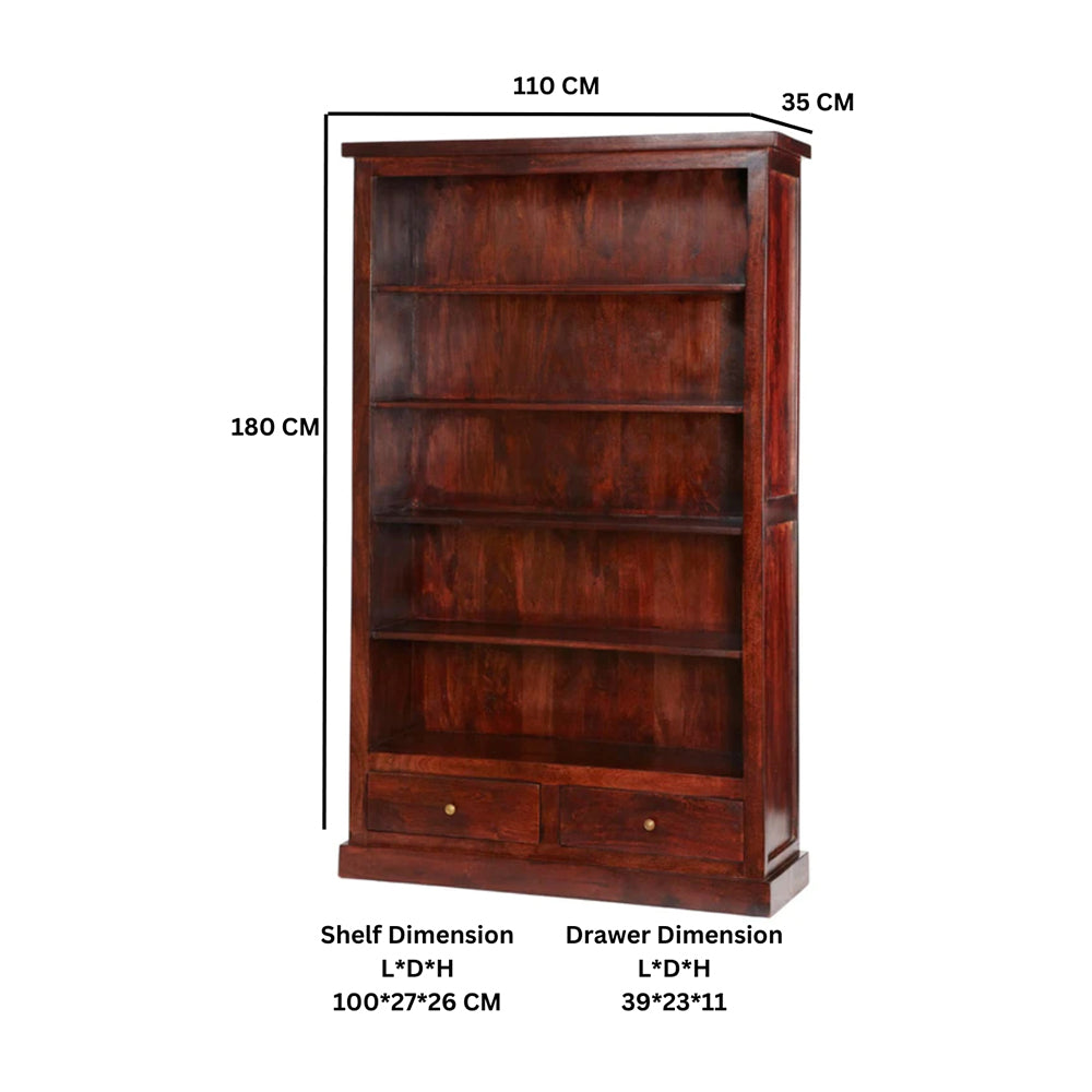 Maharaja Dark Large Bookcase With 2 Drawer