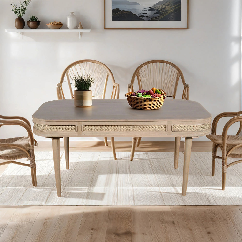 Franch Collection Cane Dining Table With 6 Seater Chair