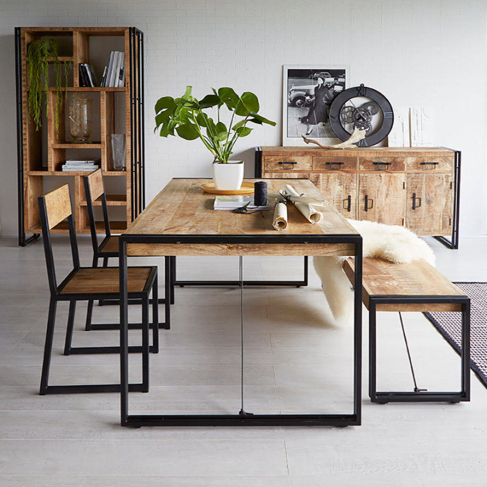 Industrial Range Dining Table - Medium With 6 Seater Chair