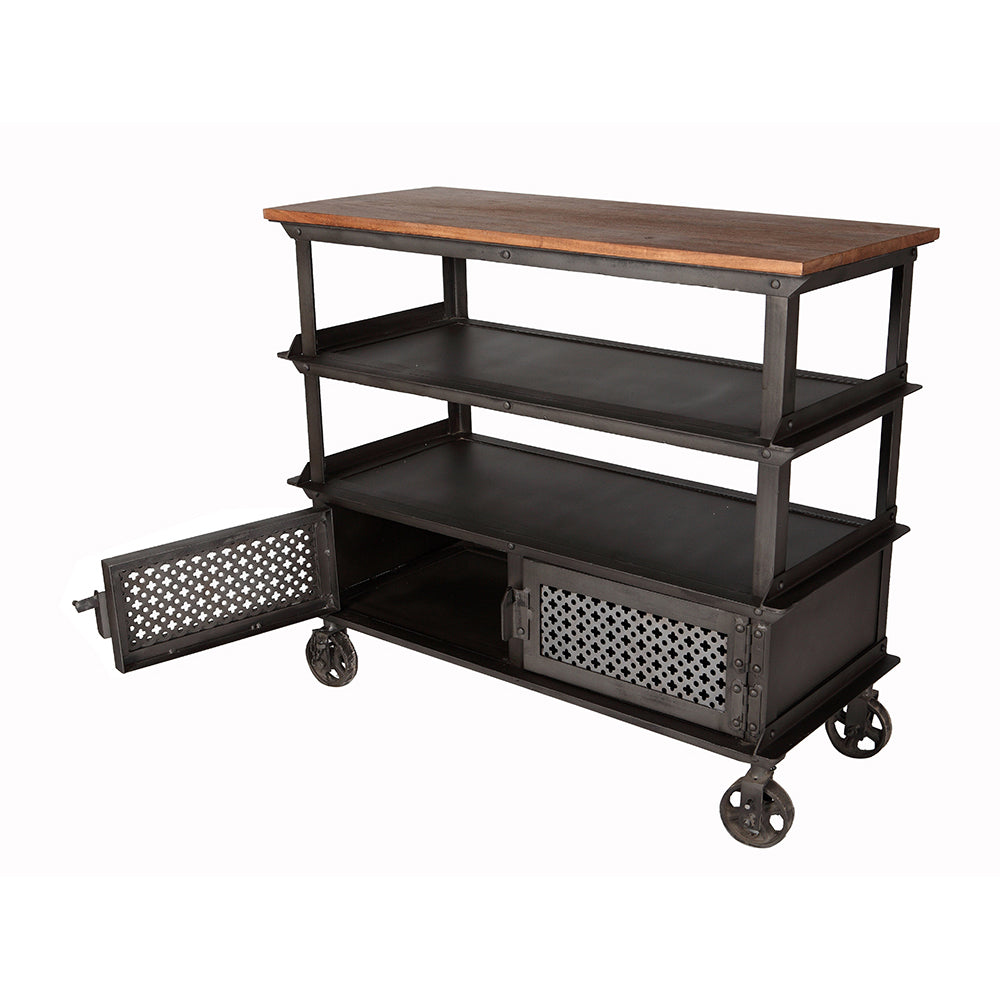 Urban Industrial Console Table With 2 Door