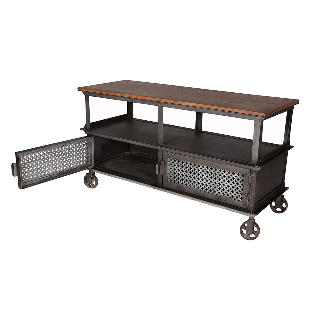 Urban Industrial TV Media Unit With 2 Door